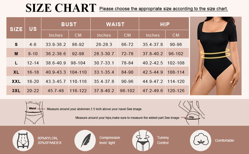 Square-Neck Short Sleeve Tummy Control Bodysuit